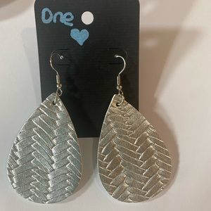 Silver colored cork earrings
